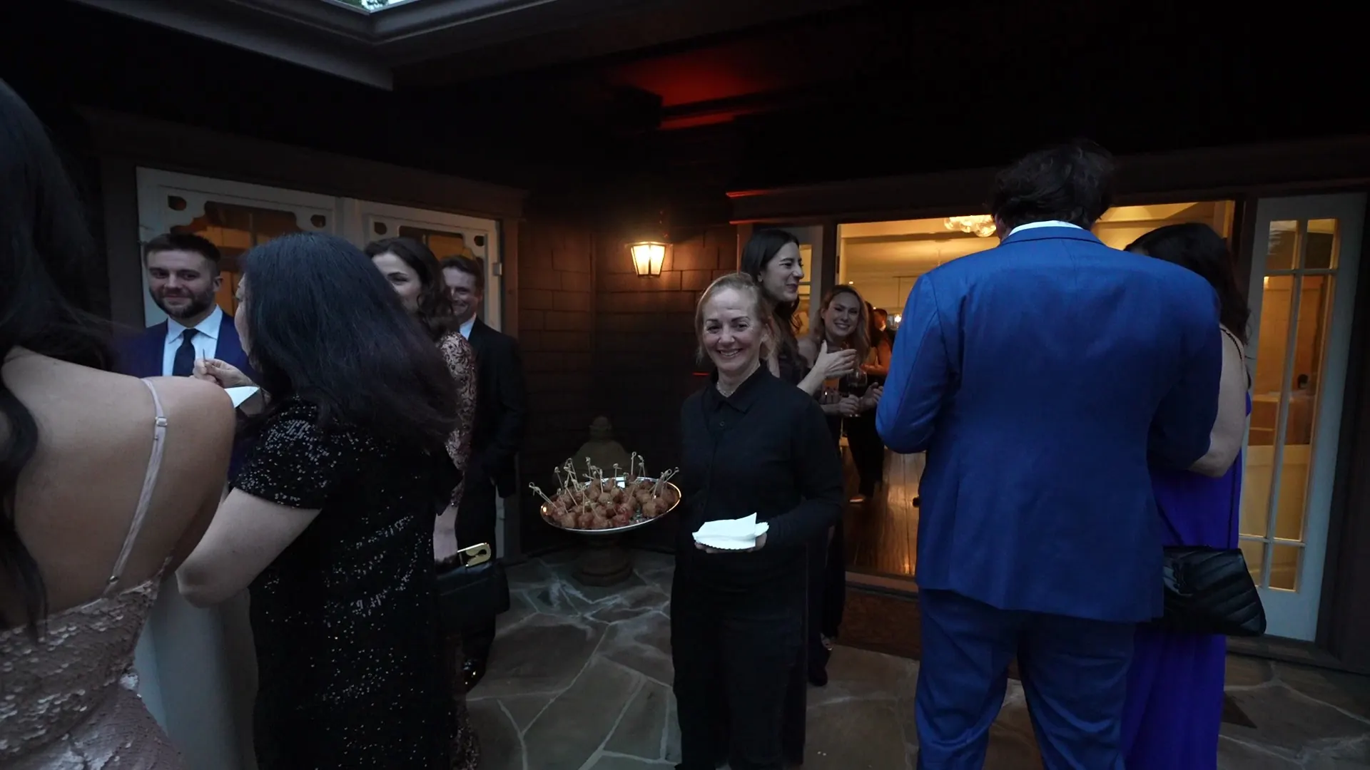Tray of passed hors d'oeuvres offered to guests during cocktail hour