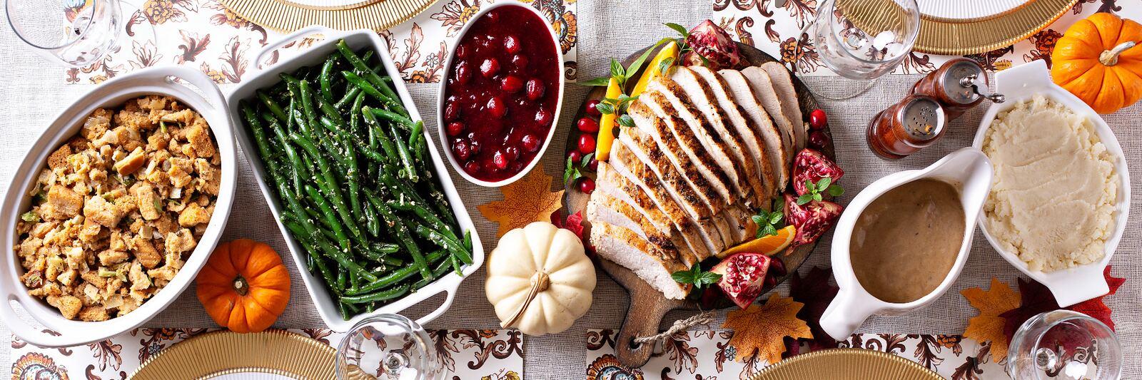 Herb-roasted holiday turkey with rosemary and cranberries carved for Winslow's holiday catering in Concord and Pleasant Hill
