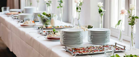 Elegant buffet dinner table setup by full service licensed caterer vallejo