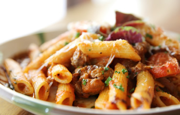 Pasta with sun-dried tomato sauce by country catering Concord ca