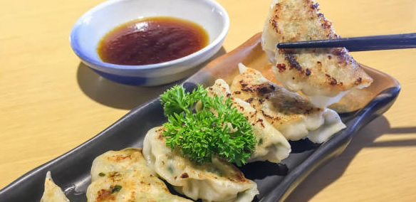 Fried dumplings with soy sauce for boxed lunches