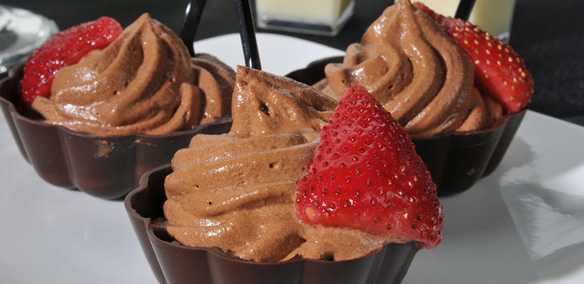 Yummy chocolate ice cream with strawberry by cheap catering near me